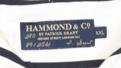 Hammond & Co Men's White Striped 2XL Cotton Short Sleeve Shirt
