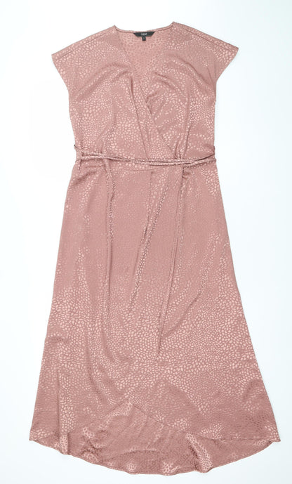 Next Women’s Pink Animal Print Satin Midi Wrap Dress Size 8