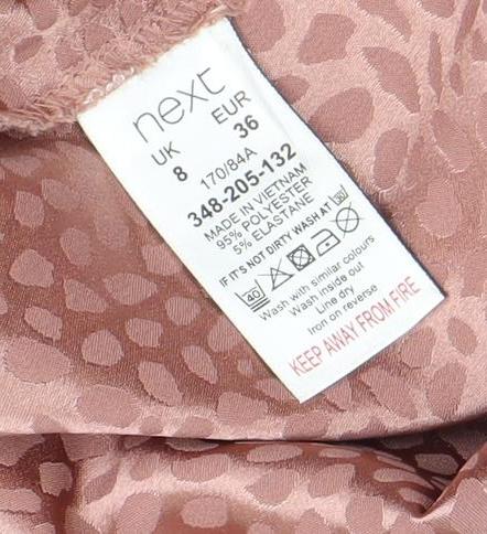 Next Women’s Pink Animal Print Satin Midi Wrap Dress Size 8