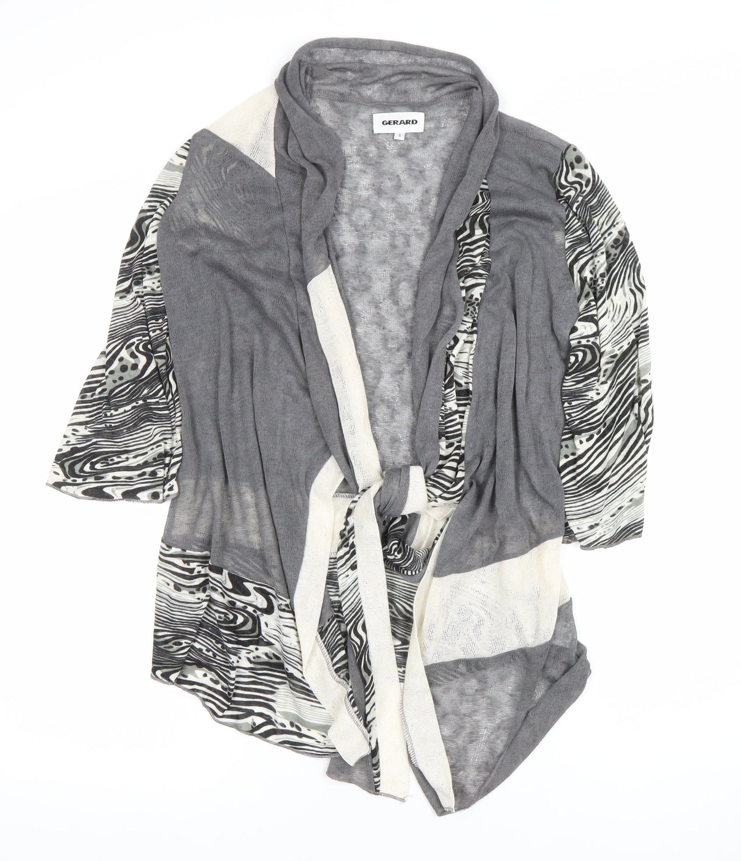 Gerard Women’s Grey Open Cardigan S Animal Print Knit