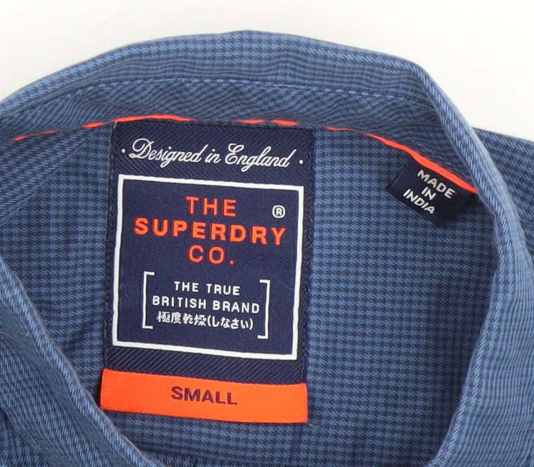 Superdry Men’s Blue Small Slim Fit Long Sleeve Button Down Shirt