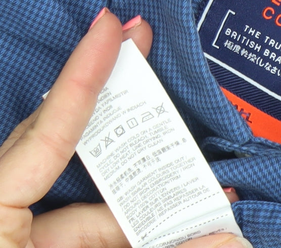 Superdry Men’s Blue Small Slim Fit Long Sleeve Button Down Shirt