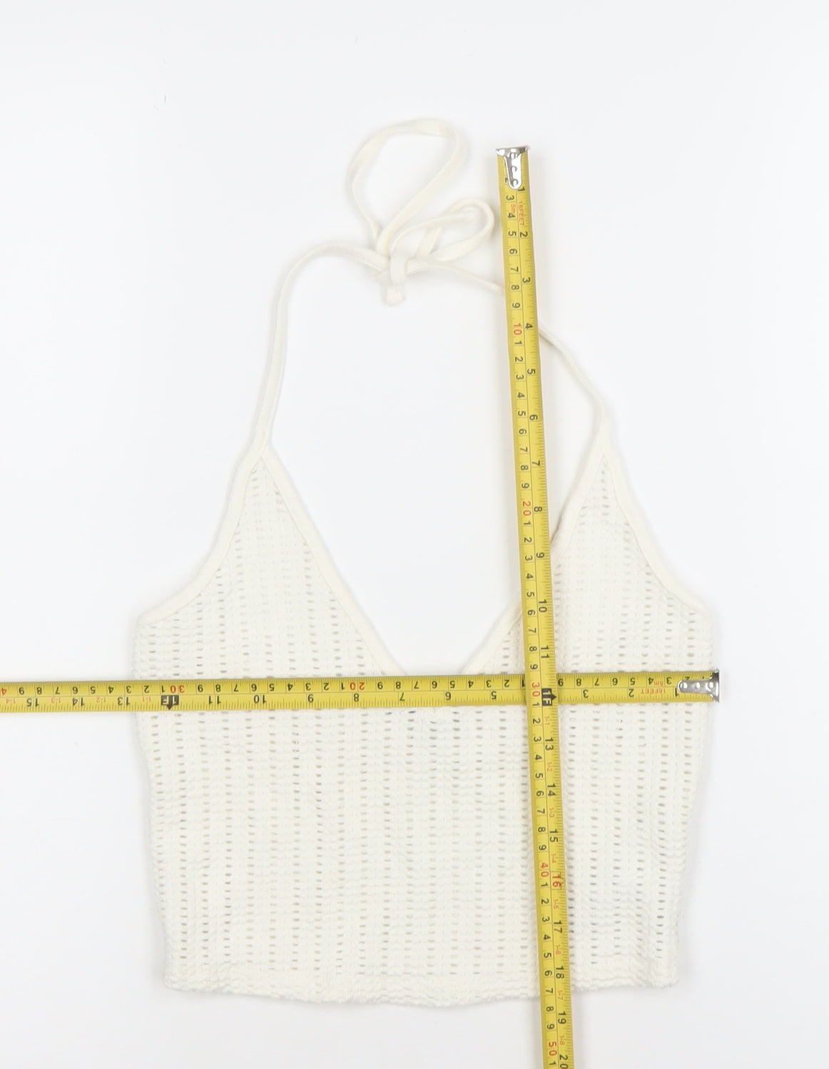 Bershka Womens Ivory Cropped Knit Halter Tank Top M