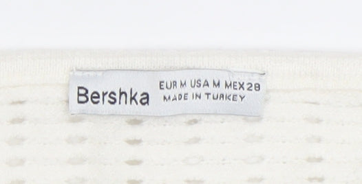 Bershka Womens Ivory Cropped Knit Halter Tank Top M