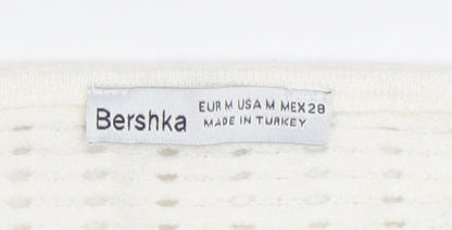 Bershka Womens Ivory Cropped Knit Halter Tank Top M