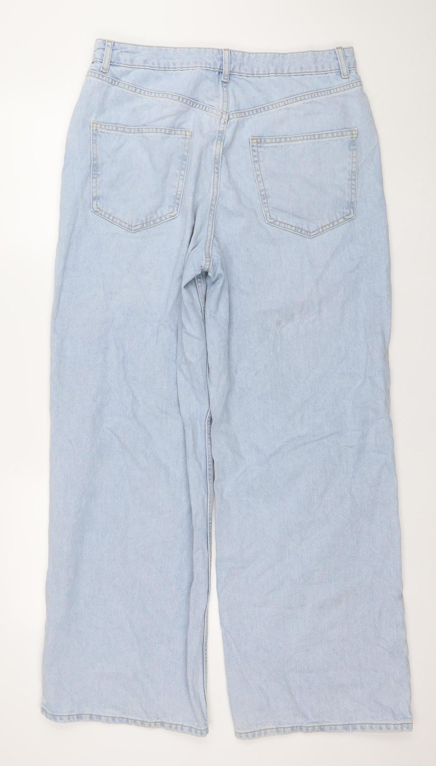 Denim Co. Women's Blue Wide-Leg Distressed Jeans Size 14
