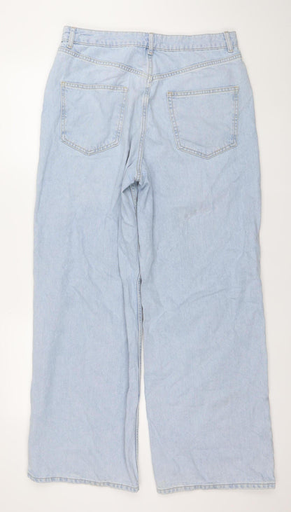 Denim Co. Women's Blue Wide-Leg Distressed Jeans Size 14