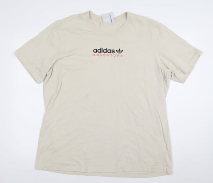 adidas Men's Beige Adventure Graphic Cotton T-Shirt XL