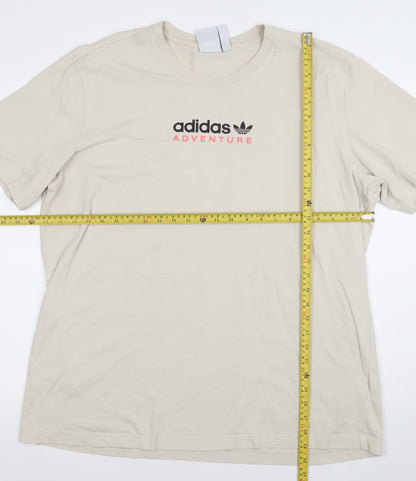 adidas Men's Beige Adventure Graphic Cotton T-Shirt XL