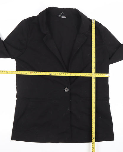 H&M Divided Women's Black Single-Breasted Blazer Size 12