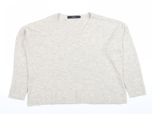 Vero Moda Women's Beige Wool Blend V-Neck Knit Jumper Size M