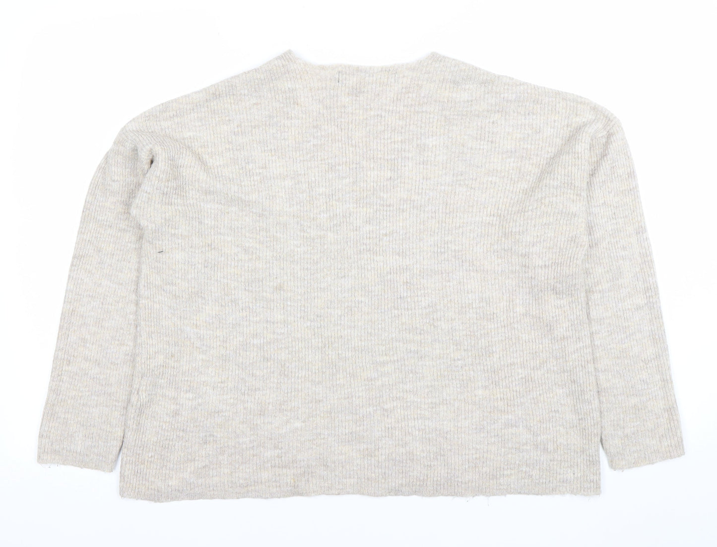 Vero Moda Women's Beige Wool Blend V-Neck Knit Jumper Size M