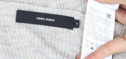 Vero Moda Women's Beige Wool Blend V-Neck Knit Jumper Size M