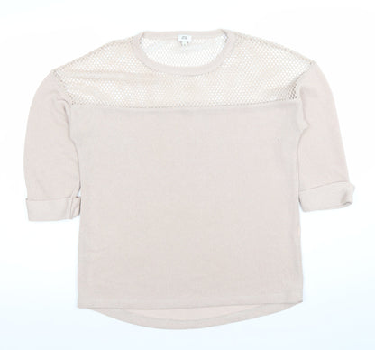 River Island Women’s Beige Mesh Knit Jumper Size 12 3/4 Sleeve