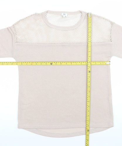 River Island Women’s Beige Mesh Knit Jumper Size 12 3/4 Sleeve