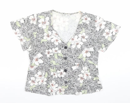 Esprit Women’s Multicoloured Floral Viscose Short Sleeve Blouse Size 8