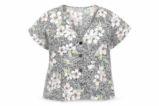 Esprit Women’s Multicoloured Floral Viscose Short Sleeve Blouse Size 8