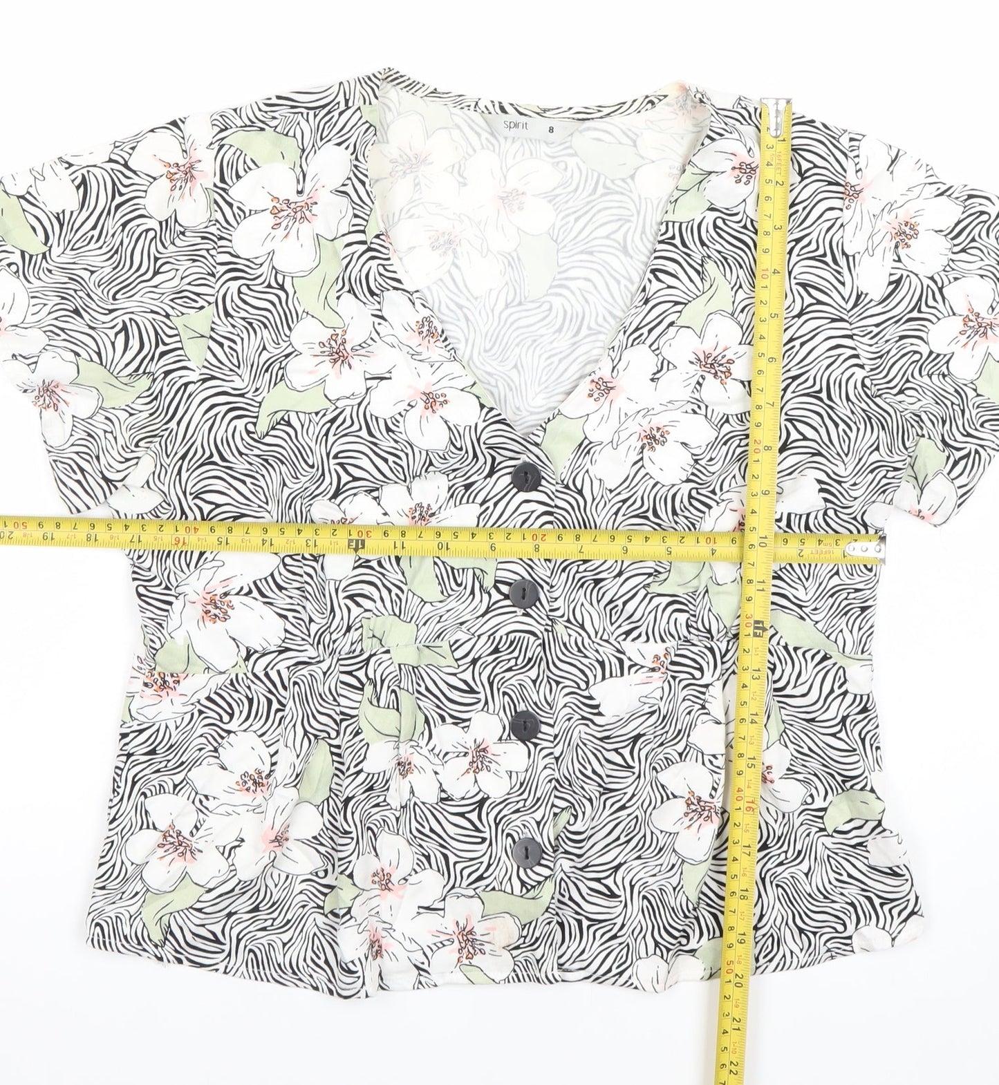 Esprit Women’s Multicoloured Floral Viscose Short Sleeve Blouse Size 8