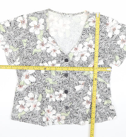 Esprit Women’s Multicoloured Floral Viscose Short Sleeve Blouse Size 8