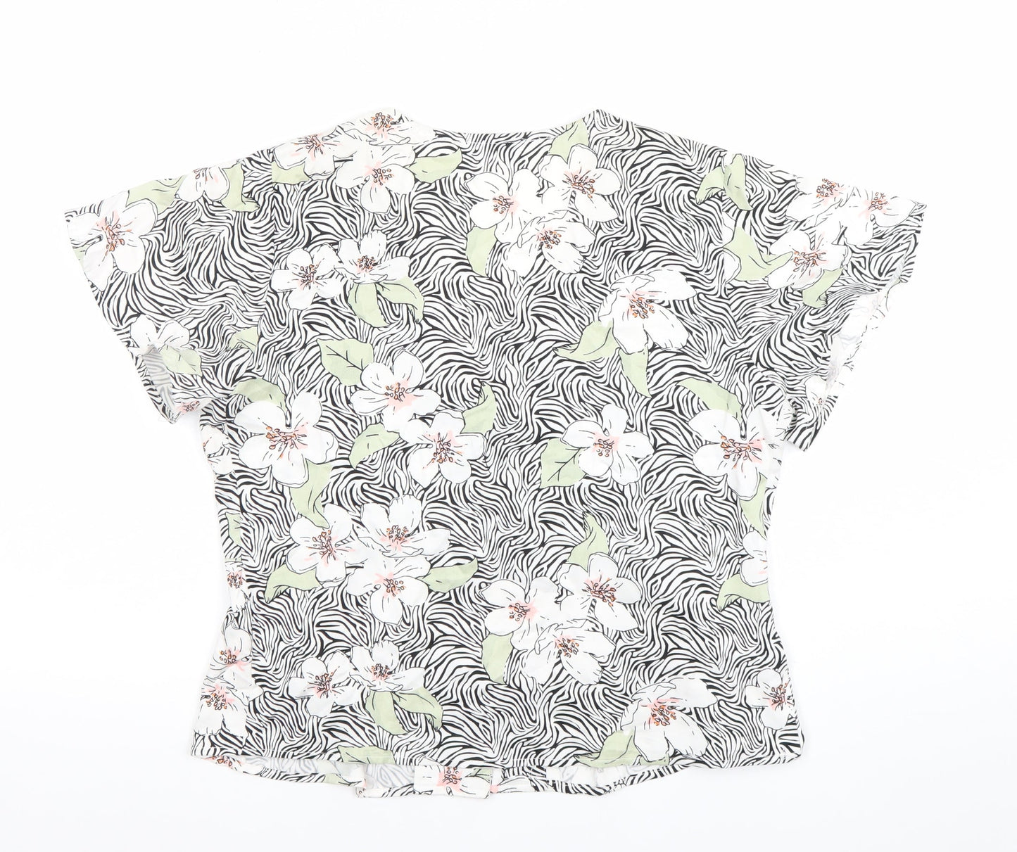 Esprit Women’s Multicoloured Floral Viscose Short Sleeve Blouse Size 8
