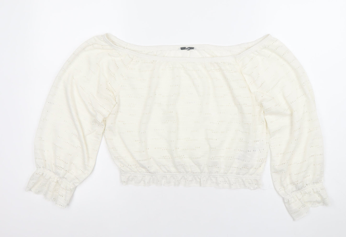 ONLY Womens White XS Off Shoulder Cropped Lace Blouse