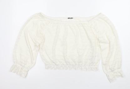 ONLY Womens White XS Off Shoulder Cropped Lace Blouse
