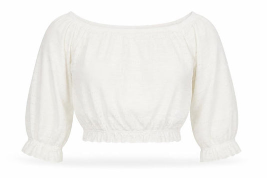 ONLY Womens White XS Off Shoulder Cropped Lace Blouse