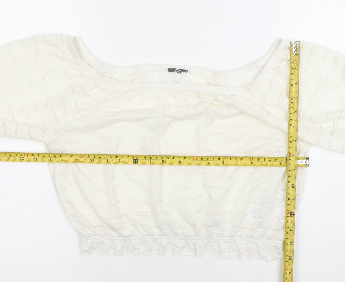 ONLY Womens White XS Off Shoulder Cropped Lace Blouse