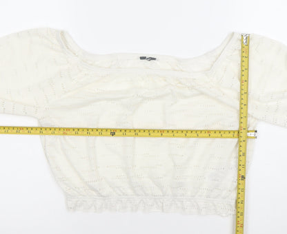 ONLY Womens White XS Off Shoulder Cropped Lace Blouse