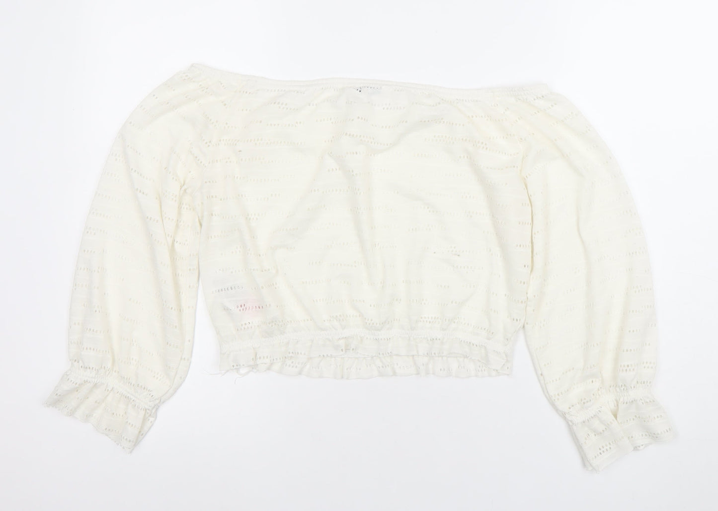 ONLY Womens White XS Off Shoulder Cropped Lace Blouse