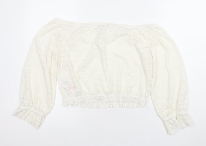 ONLY Womens White XS Off Shoulder Cropped Lace Blouse