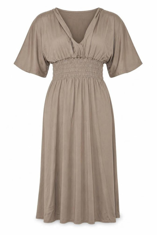 Sweetgirl Women’s Brown Midi Fit & Flare V-Neck Dress Size S