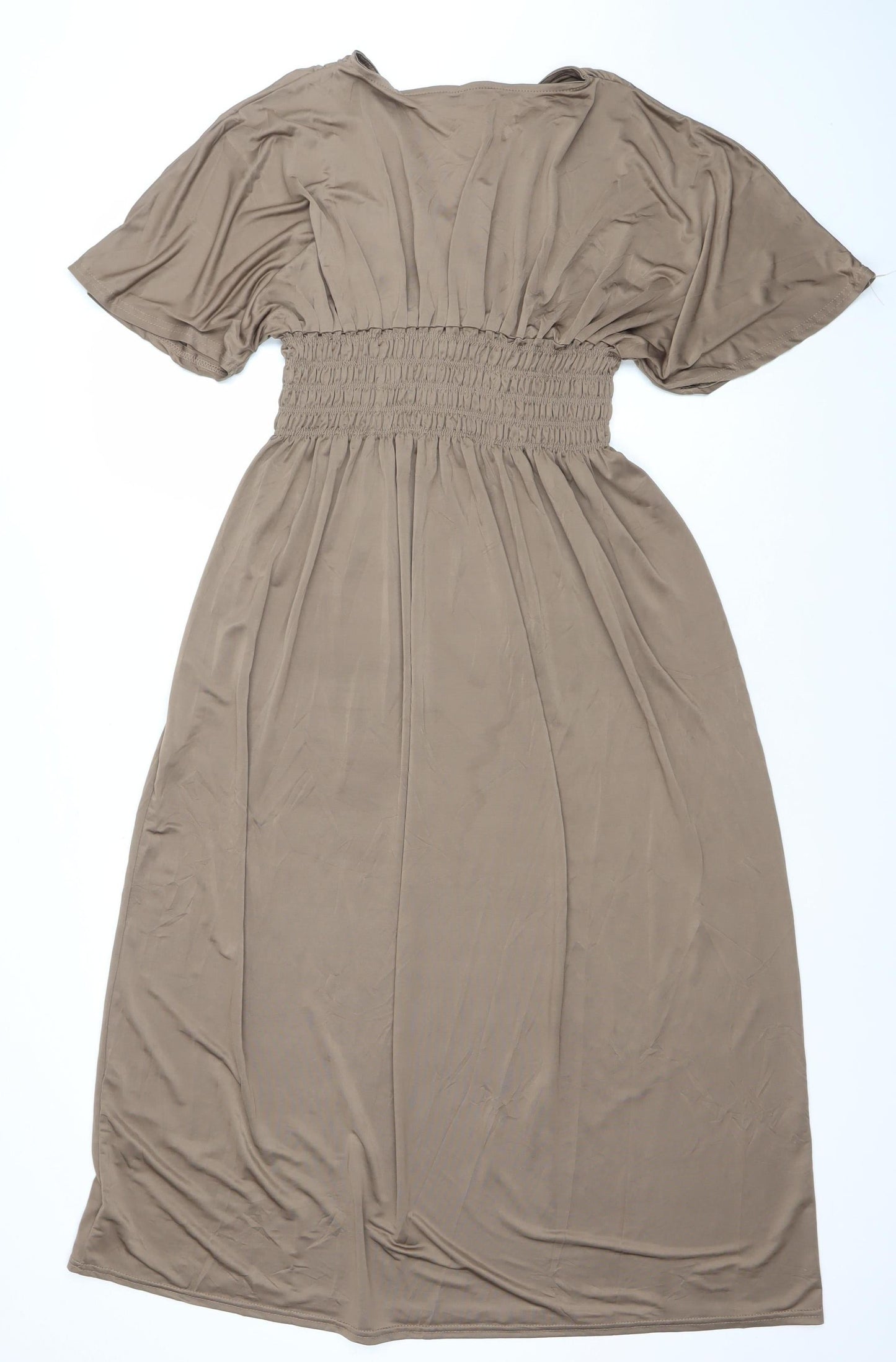 Sweetgirl Women’s Brown Midi Fit & Flare V-Neck Dress Size S