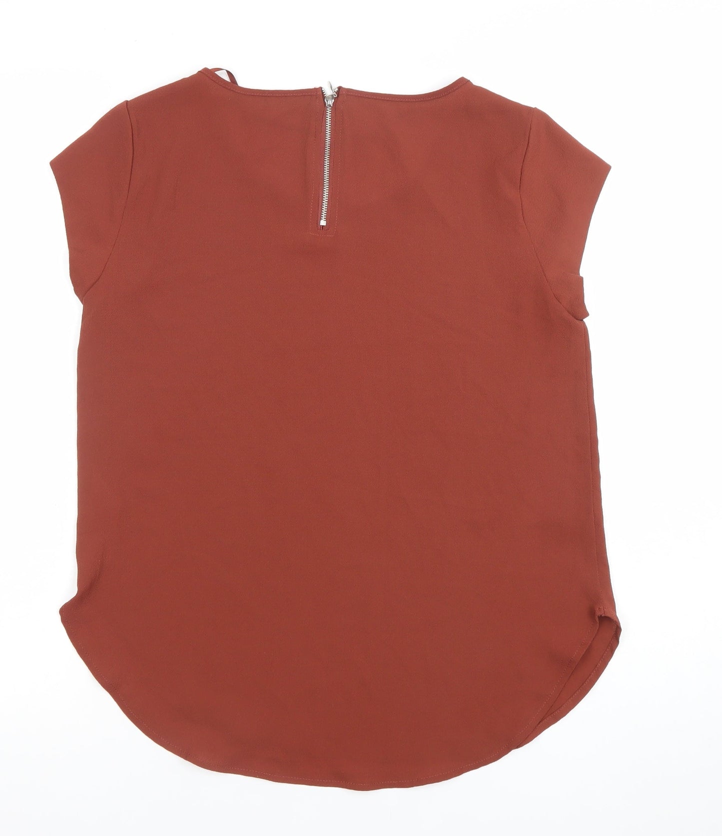 ONLY Women’s Brown Short Sleeve Zip Back Blouse Size 6