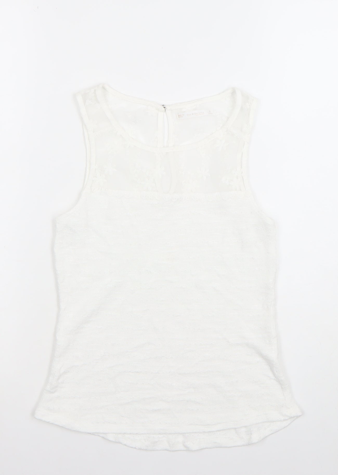 Bershka Women’s White Lace Panel Sleeveless Camisole Top Size S