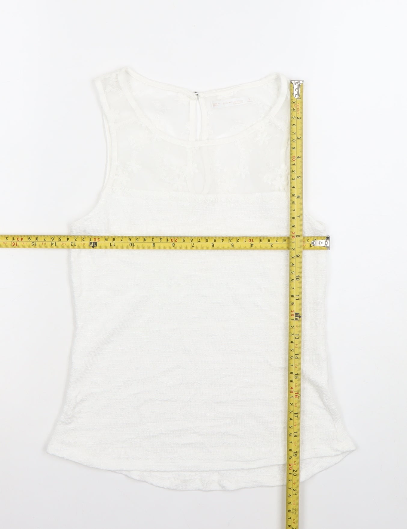Bershka Women’s White Lace Panel Sleeveless Camisole Top Size S