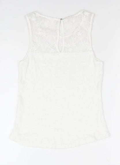 Bershka Women’s White Lace Panel Sleeveless Camisole Top Size S