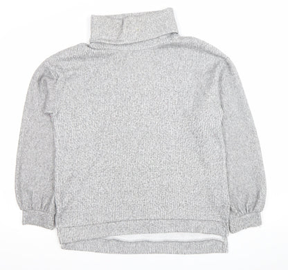 Stradivarius Women Grey Roll Neck Pullover Sweatshirt Size 10