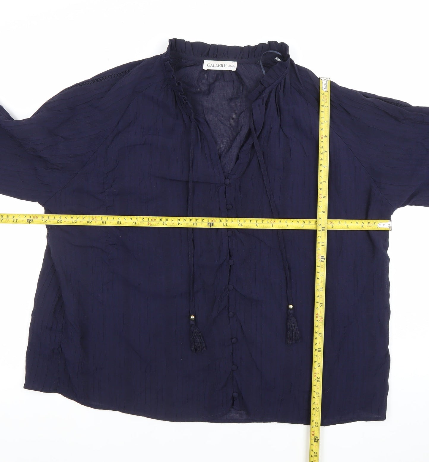 Gallery Women Navy Blue Long Sleeve Button-Up Blouse XL