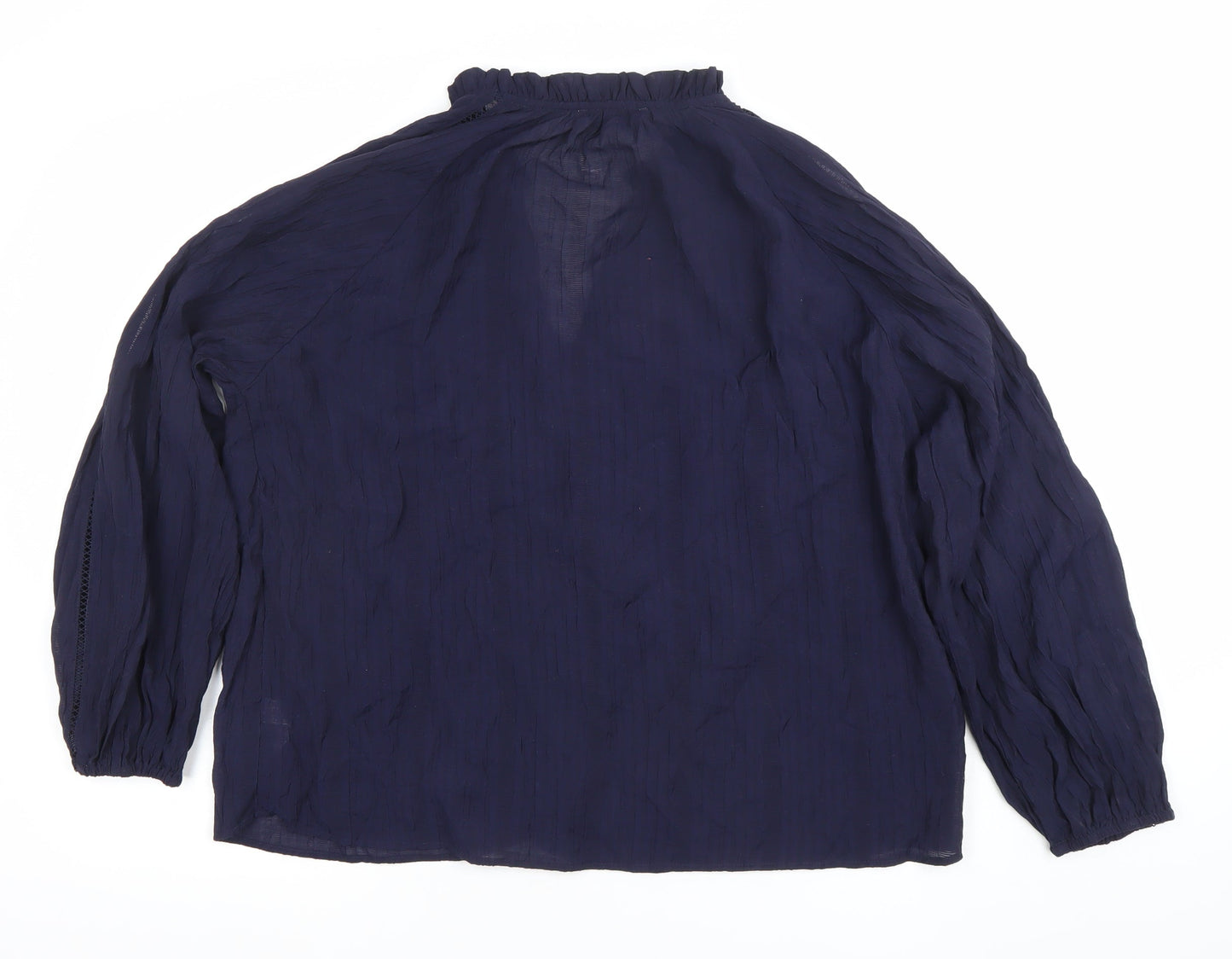 Gallery Women Navy Blue Long Sleeve Button-Up Blouse XL