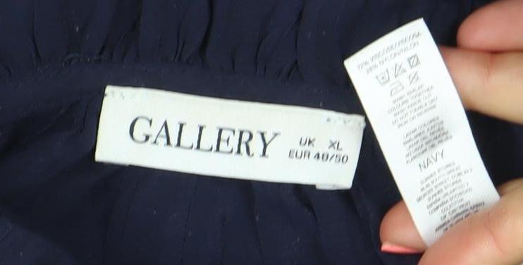 Gallery Women Navy Blue Long Sleeve Button-Up Blouse XL