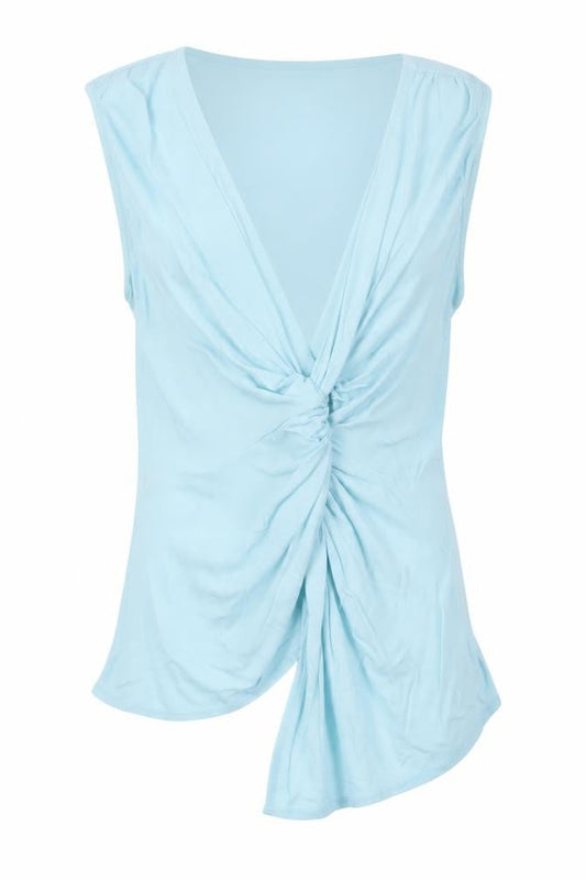 Muchacha Womens Blue Wrap Tank Top Sleeveless Viscose L