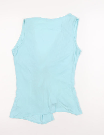 Muchacha Womens Blue Wrap Tank Top Sleeveless Viscose L