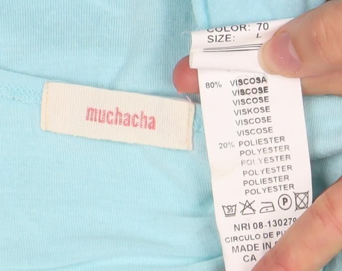 Muchacha Womens Blue Wrap Tank Top Sleeveless Viscose L