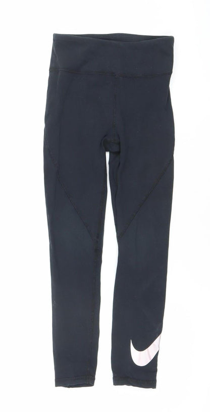 Nike Girls Black Ankle Leggings Size 8-9 Years Activewear
