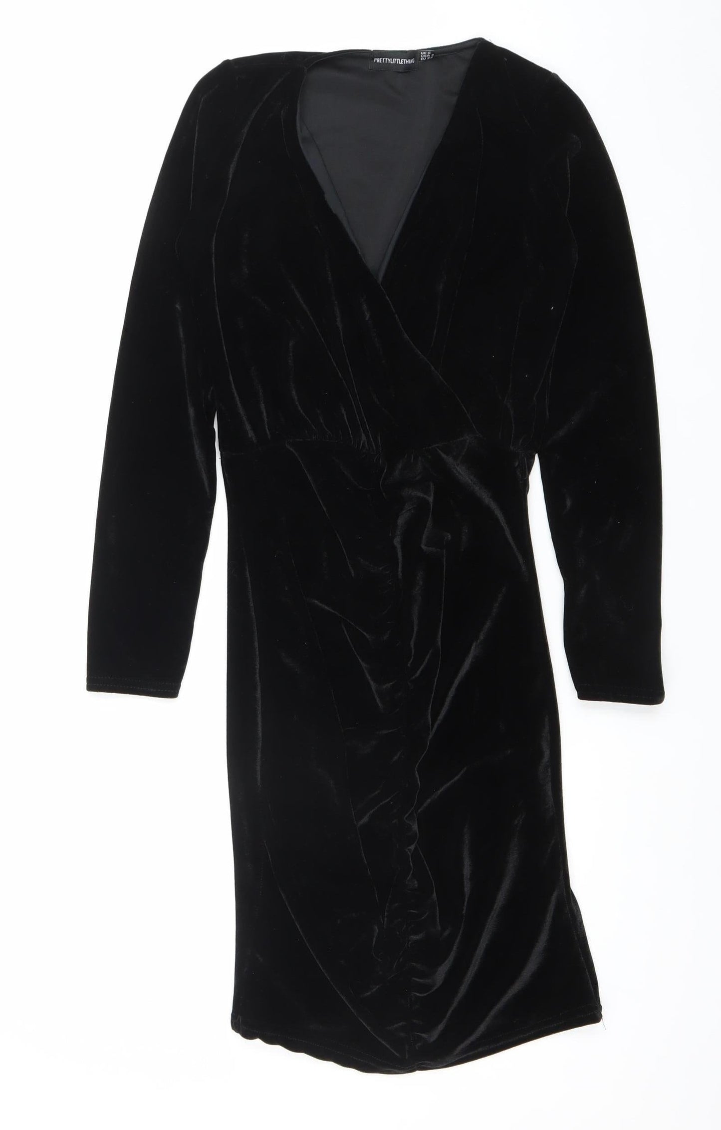 PrettyLittleThing Women’s Black Velvet Bodycon Dress Size 6