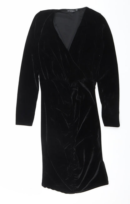 PrettyLittleThing Women’s Black Velvet Bodycon Dress Size 6