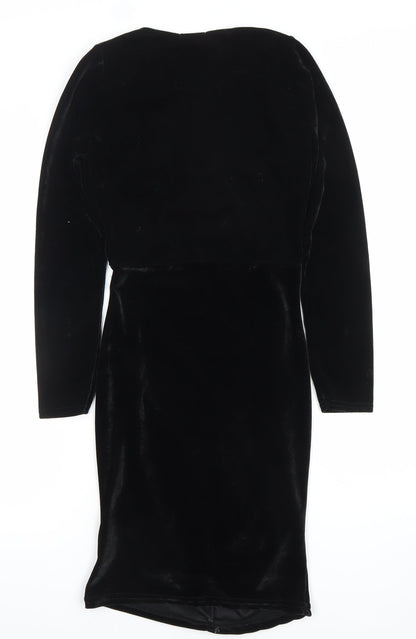 PrettyLittleThing Women’s Black Velvet Bodycon Dress Size 6
