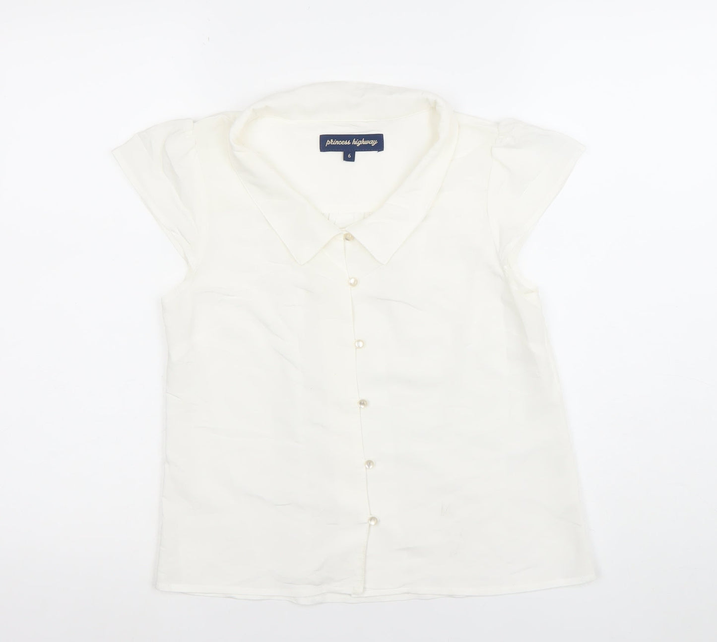 Princess Highway Women’s Ivory Short Sleeve Button-Up Blouse Size 6