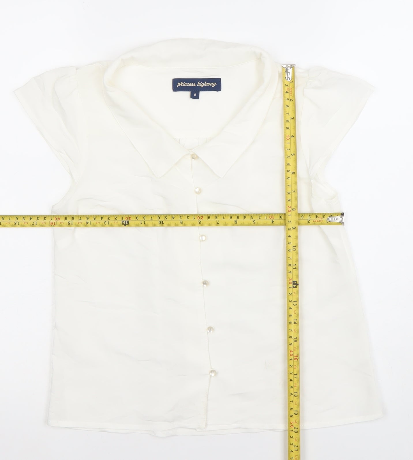 Princess Highway Women’s Ivory Short Sleeve Button-Up Blouse Size 6